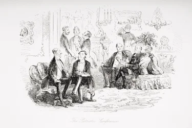 The Patriotic Conference, illustration från "Little Dorrit" av Charles Dickens (1812-70) publicerad först 1857